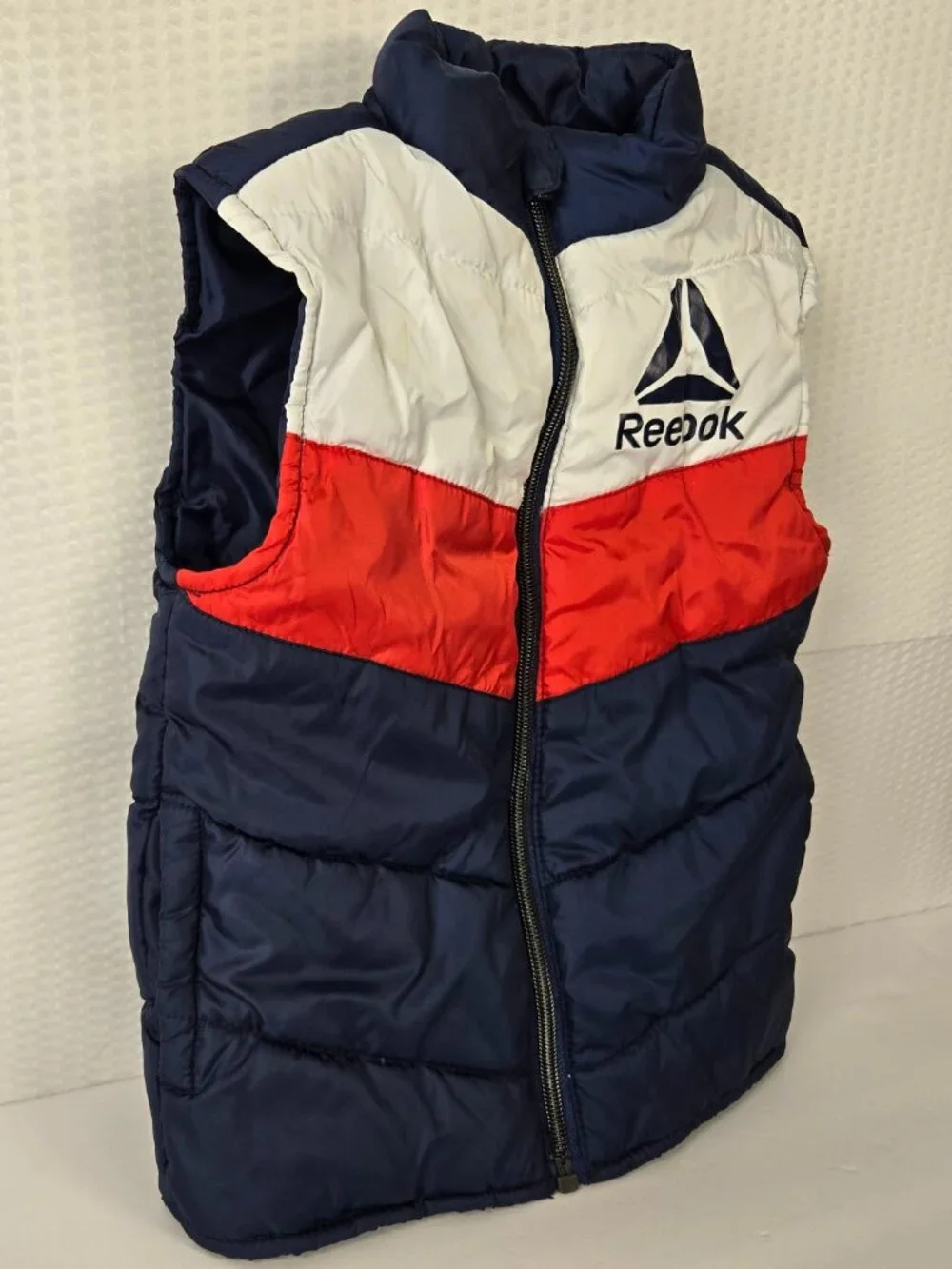Reebok Kids Color-Block Puffer Lightweight Vest Navy/Red/White Size 3T